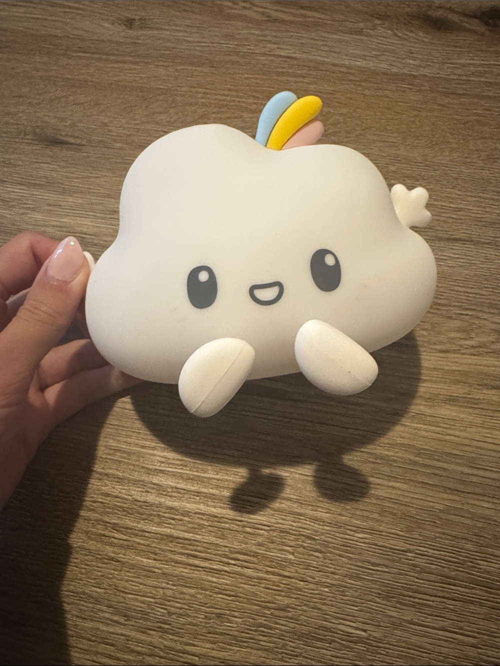 Cute Cloud Night Light - White with Pastel Rainbow Accents